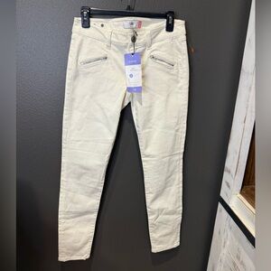 CAbi White Zip Skinny Jeans